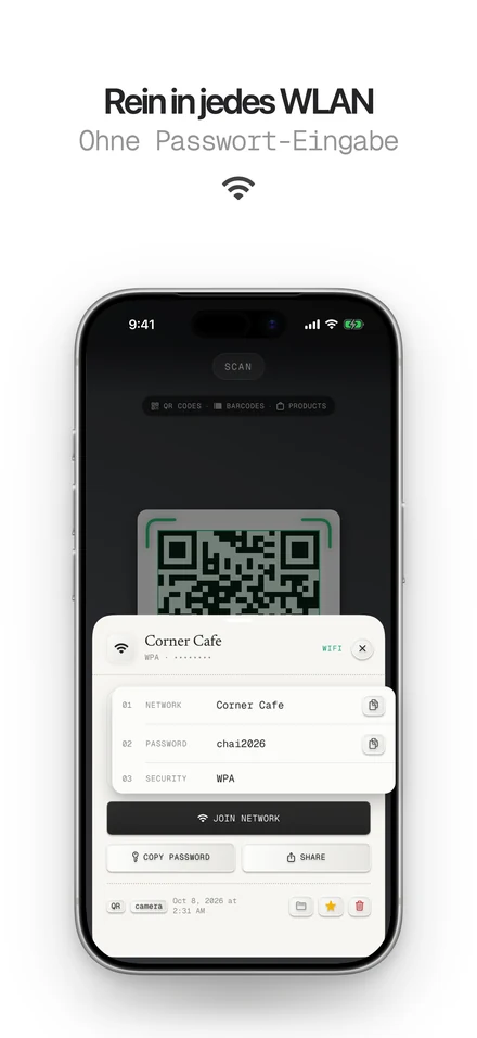 WLAN-QR-Code scannen und mit einem Tipp verbinden