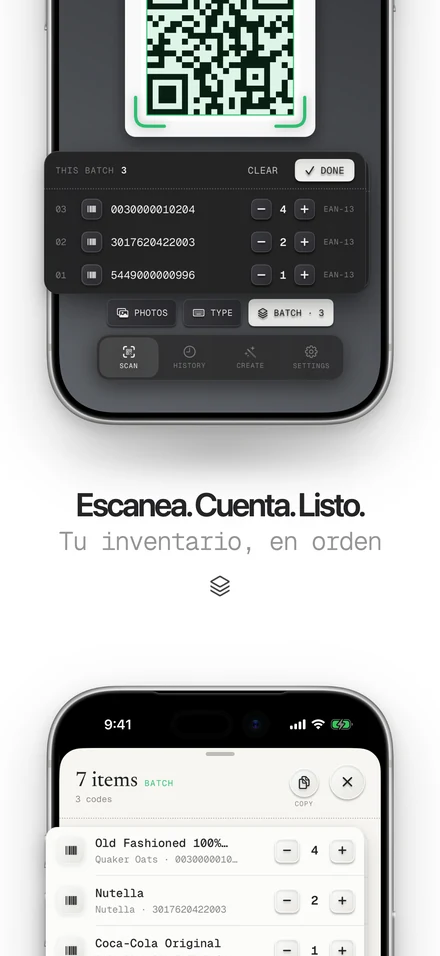 Lector de códigos de barras contando el stock de una estantería