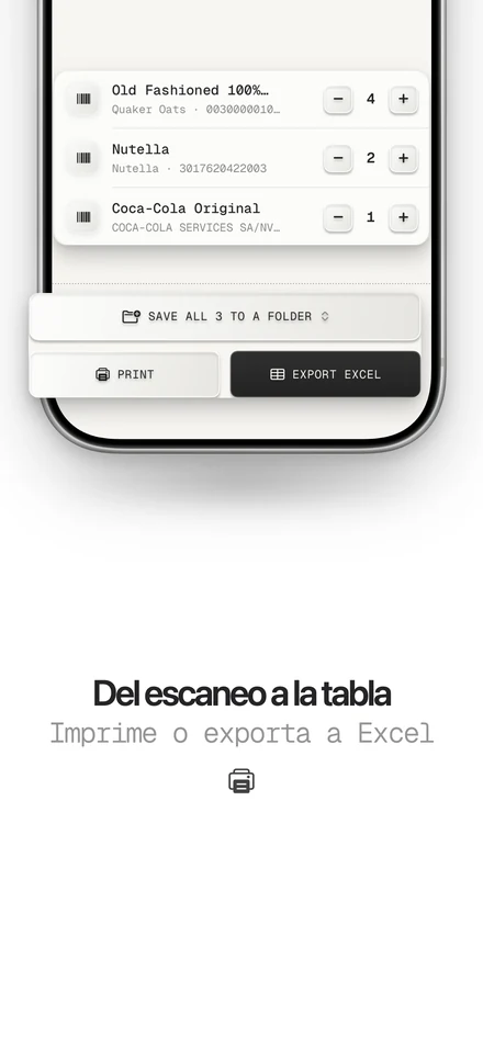 Exportar la lista de escaneos a Excel o imprimirla