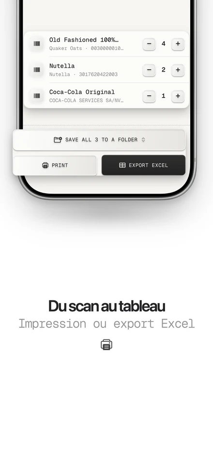 Exporter la liste des scans vers Excel ou l’imprimer