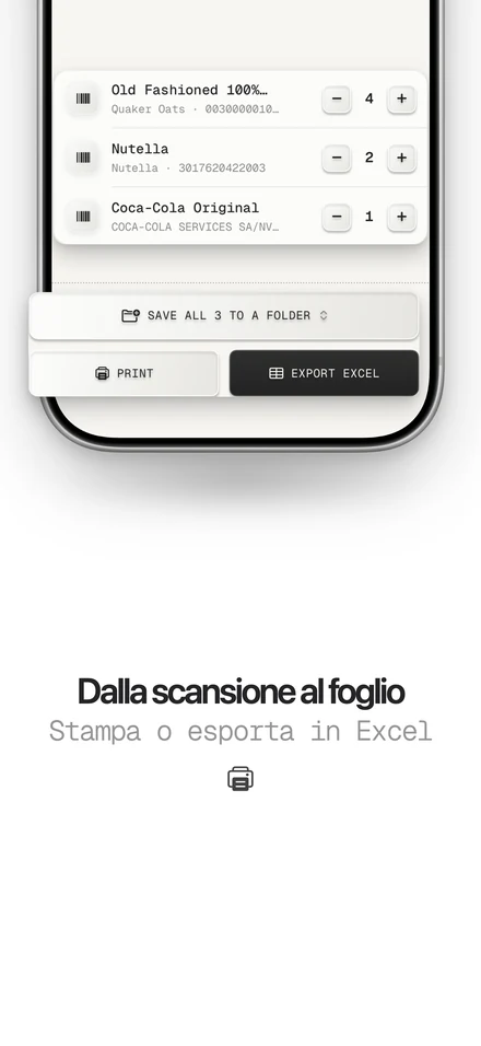 Esportare l’elenco delle scansioni in Excel o stamparlo