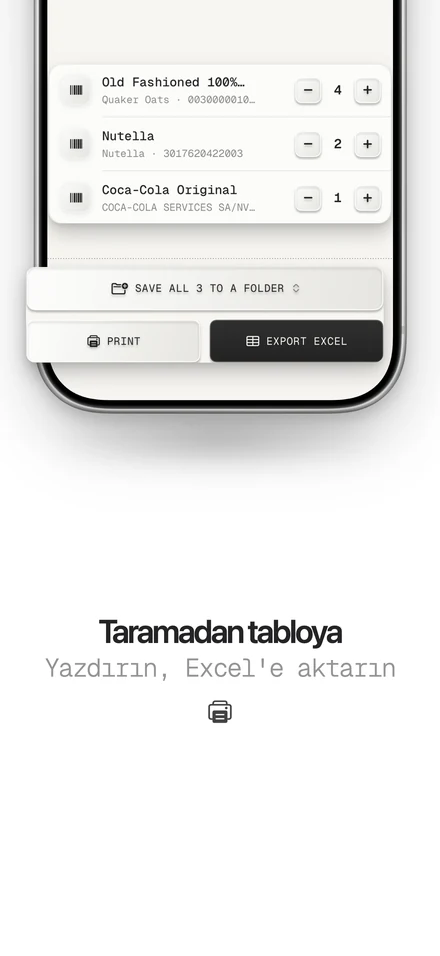 Tarama listesini Excel'e aktarma veya yazdırma